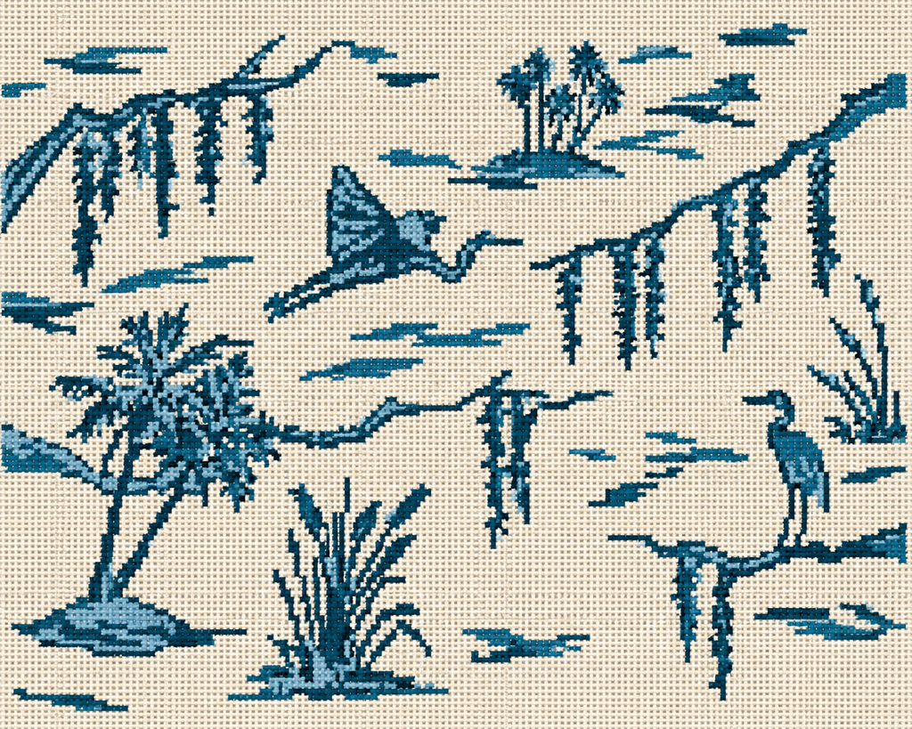 Carolina Coast Toile Needlepoint Canvas