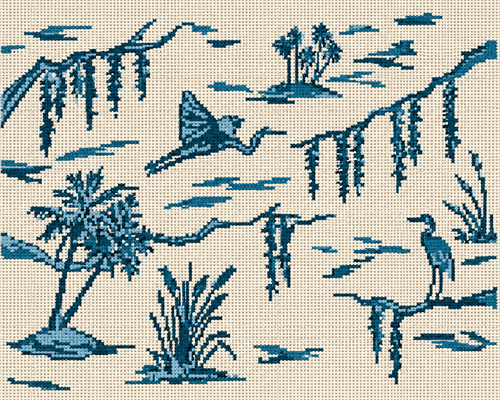 Carolina Coast Toile Needlepoint Canvas