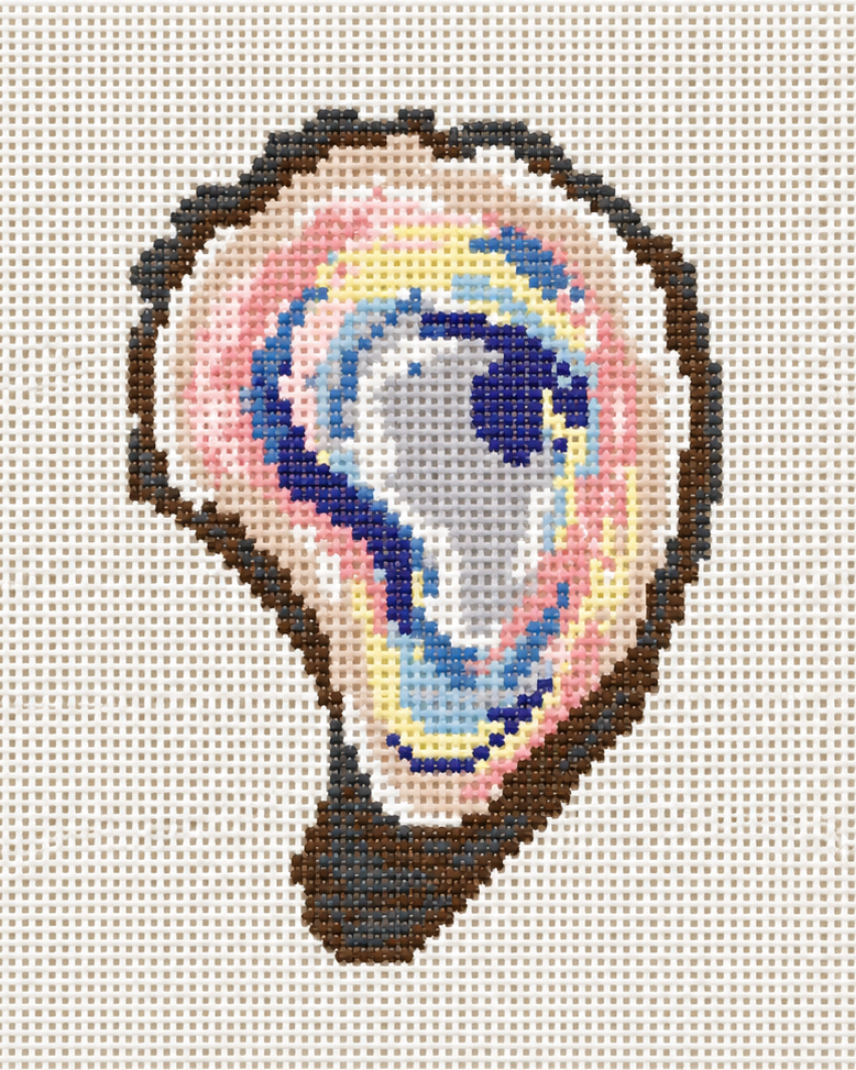 Colorful Watercolor Oyster Needlepoint Canvas