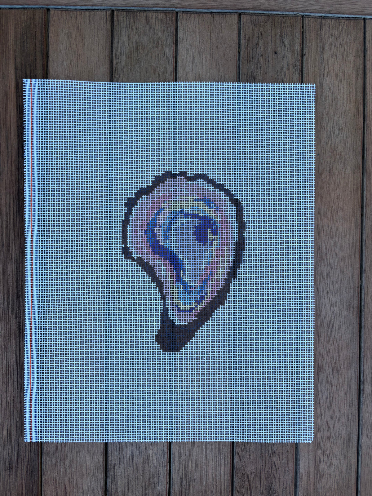 Colorful Watercolor Oyster Needlepoint Canvas