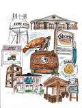 Surf City Landmarks Print