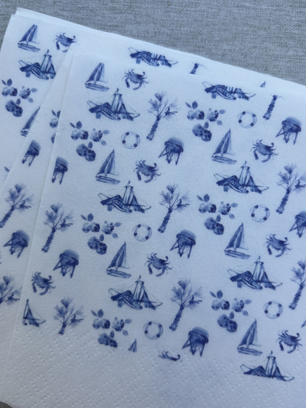 Coastal Toile Cocktail Napkins