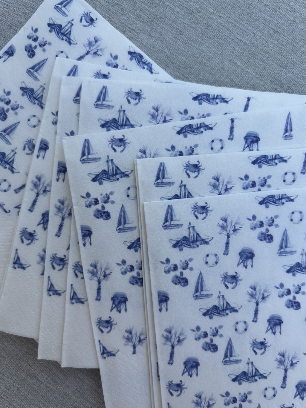Coastal Toile Cocktail Napkins