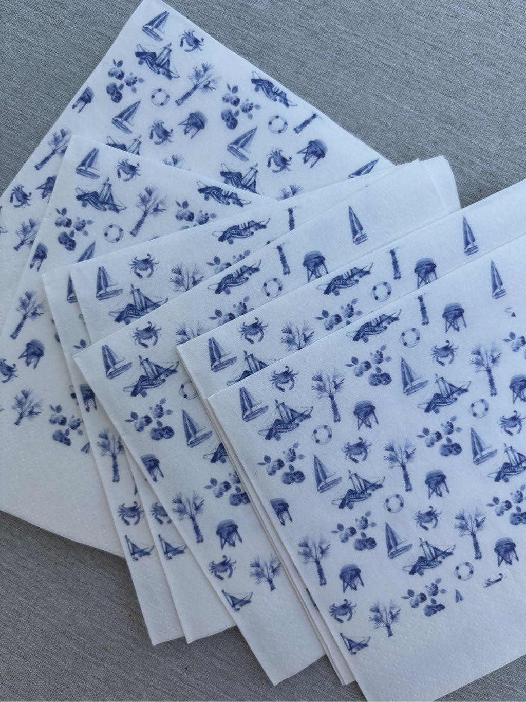 Coastal Toile Cocktail Napkins